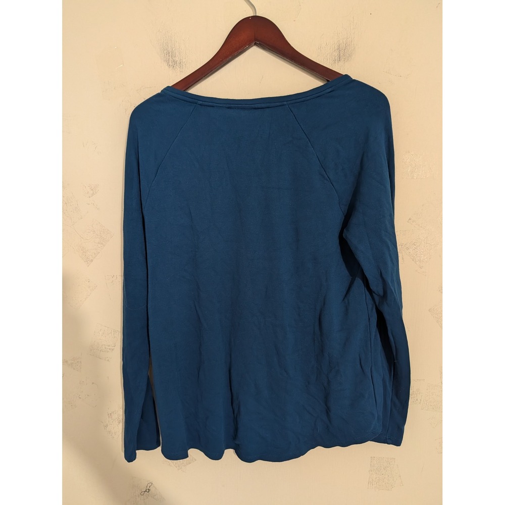Chico's Teal Blue Button Shoulder Long Sleeve Top Size 2 Large Classic Office - Picture 5 of 5